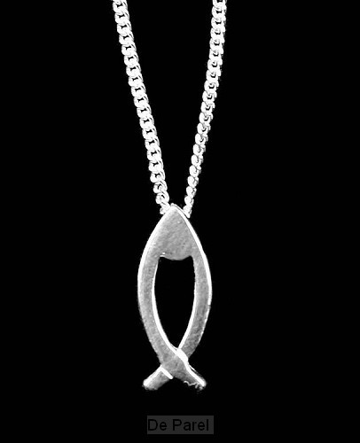 Hanger zilver vis m ketting 15mm