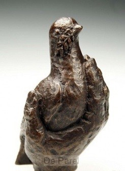 Beeld 1230.20 handje duif 11cm brons