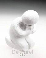 Beeld  3a danken 10cm wit