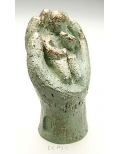 Beeld 13d in Zijn hand 11cm groen