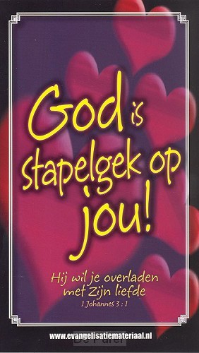 Minikaart bijbeltje God is stapelgek op