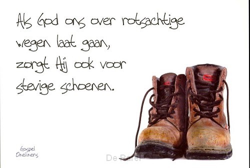 Prentbriefkaart als God ons over rots...