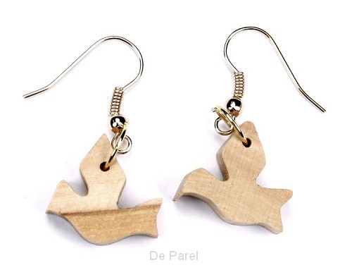 Oorhangers duif olijfhout