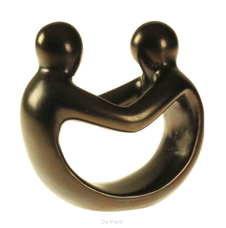 Beeld moeder en kind zwart zeepsteen