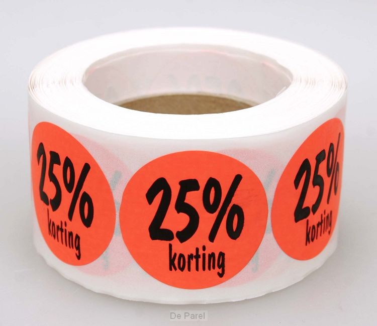 Stickerrol 500 25% korting rond rood