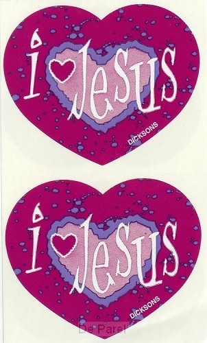 Sticker i love Jesus hartvorm 5cm