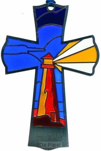 Boekenlegger besch glas kruis Jesus is t