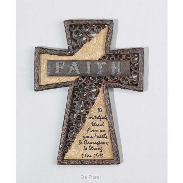 Kruis steen 25cm  faith 1 cor 16:13