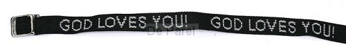 Armbandje God loves you zwart