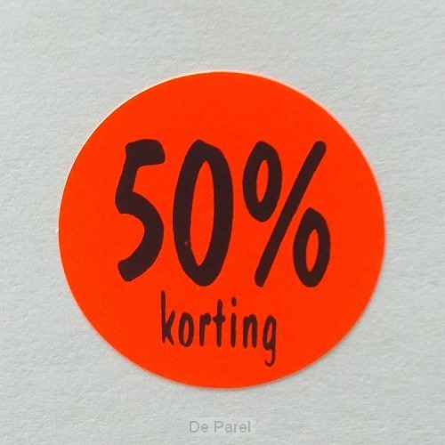 Stickerrol 500 50% korting rond rood