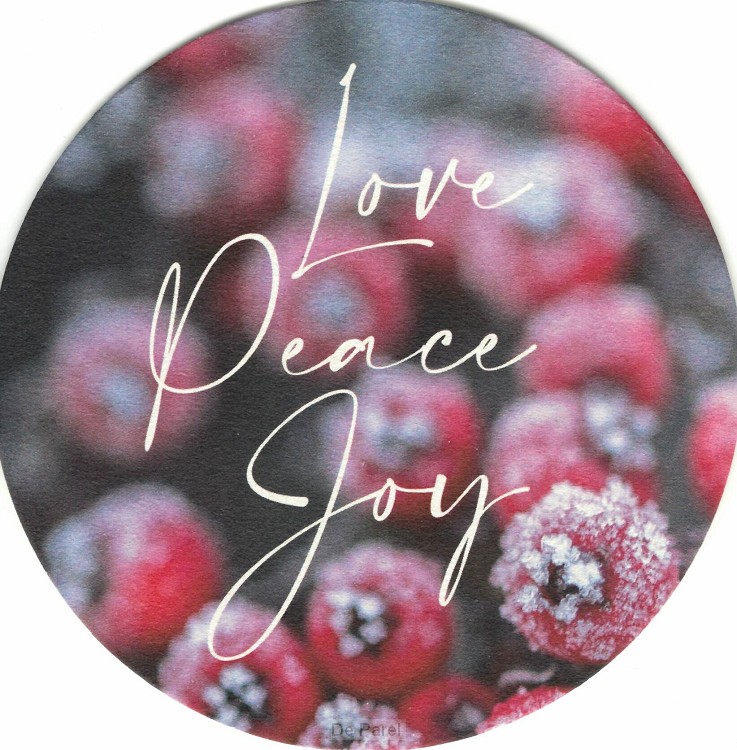 Onderzetter Love peace joy