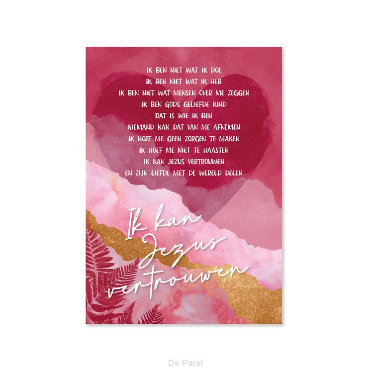 Plexiglas A5 Jezus vertrouwen rood