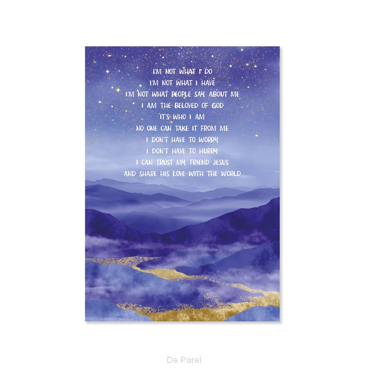 Plexiglas A5 Sterren boven bergen blauw