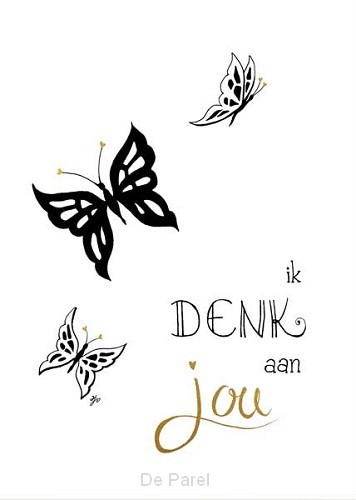Kaart ik denk aan jou vlinder
