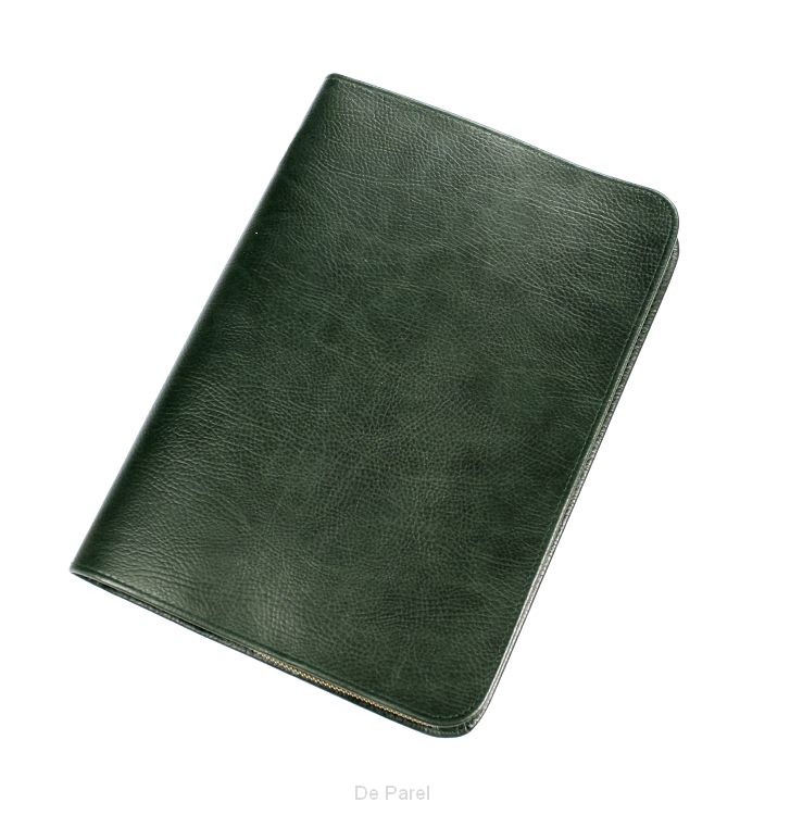 Bijbelhoes 15.4x22.3x3.9 rundleer groen