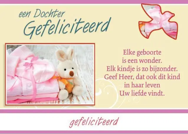 Wenskaart geboorte dochter