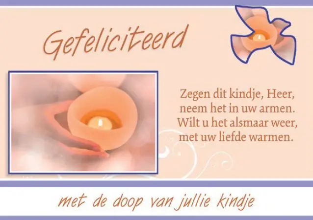 Wenskaart doop kindje