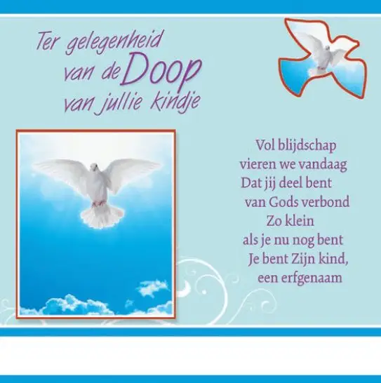 Wenskaart doop kindje