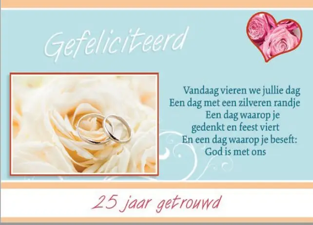 Wenskaart 25 jarig huwelijk