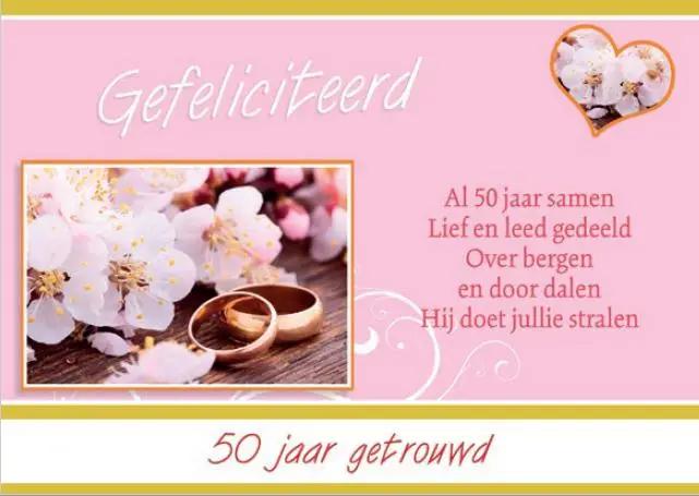 Wenskaart 50 jarig huwelijk