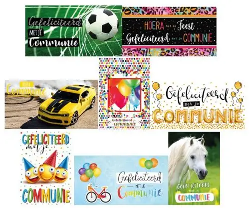 Assortiment communie 12 x 2 wenskaarten