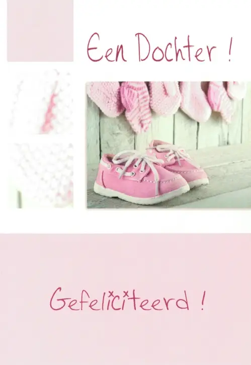 Wenskaart geboorte dochter met sok