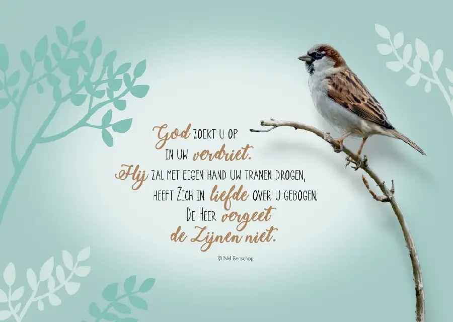 Wenskaart in Gods vaderhand geborgen