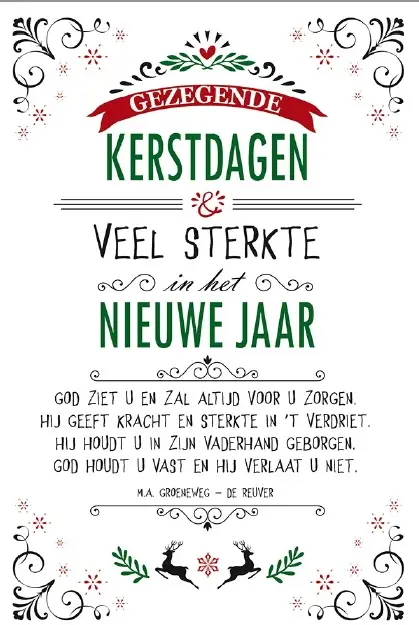 Wenskaart gez kerstdagen en veel sterkte