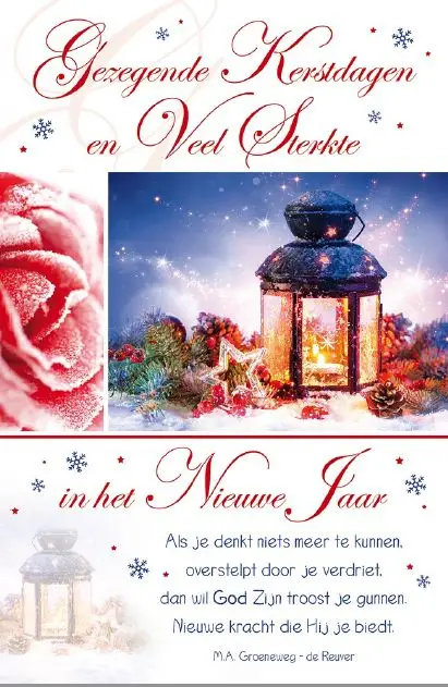 Wenskaart gez kerstdagen en veel sterkte