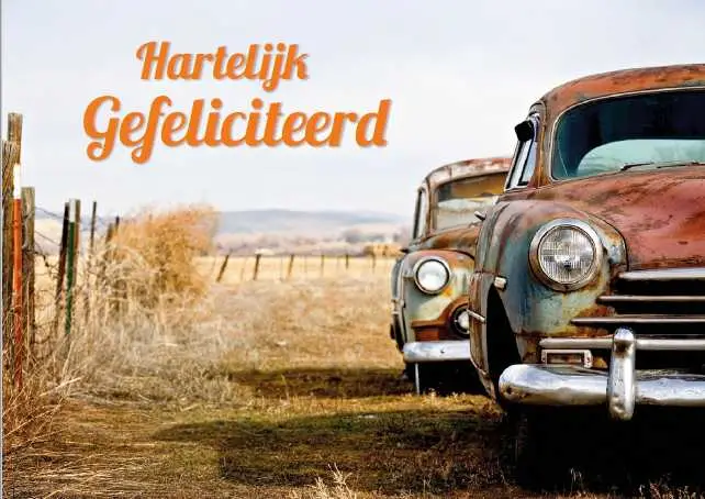 Prentbriefkaart gefeliciteerd