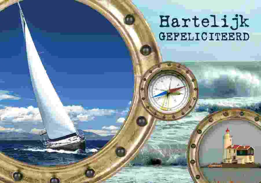 Prentbriefkaart gefeliciteerd