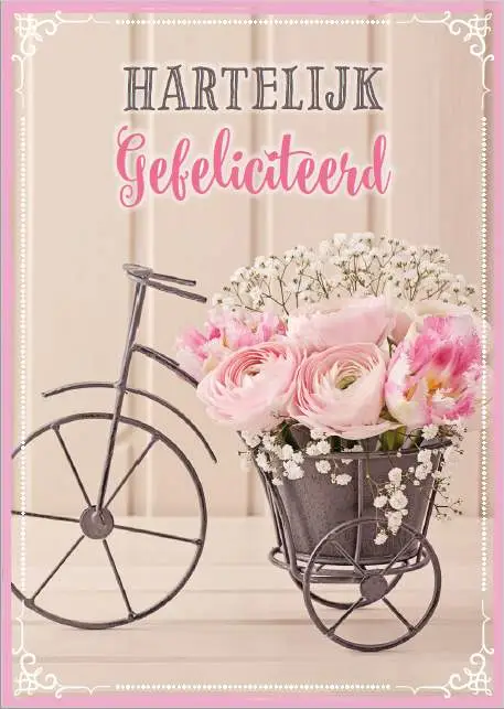 Prentbriefkaart gefeliciteerd