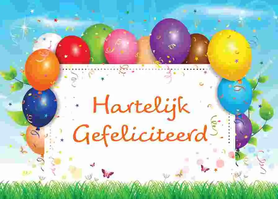 Prentbriefkaart gefeliciteerd