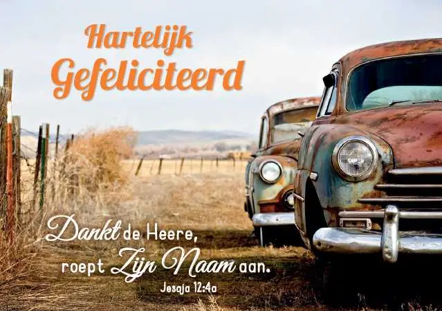 Prentbriefkaart gefeliciteerd