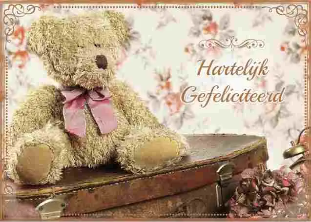 Prentbriefkaart gefeliciteerd
