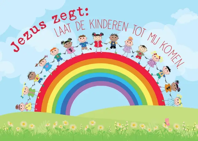 Prentbriefkaart Jezus zegt: laat de kind