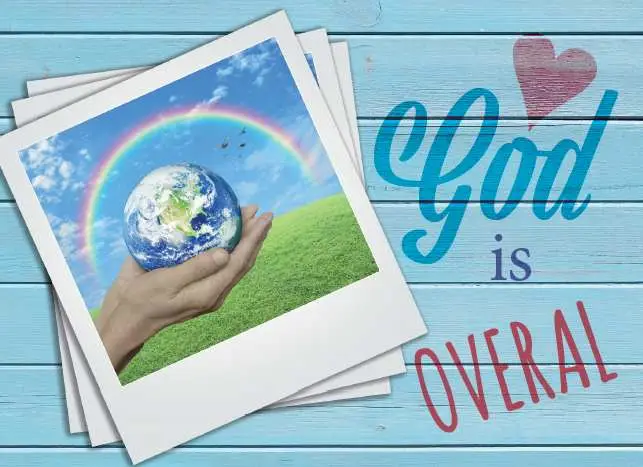 Prentbriefkaart God is overal