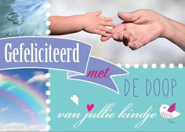 Prentbriefkaart gefeliciteerd doop julli