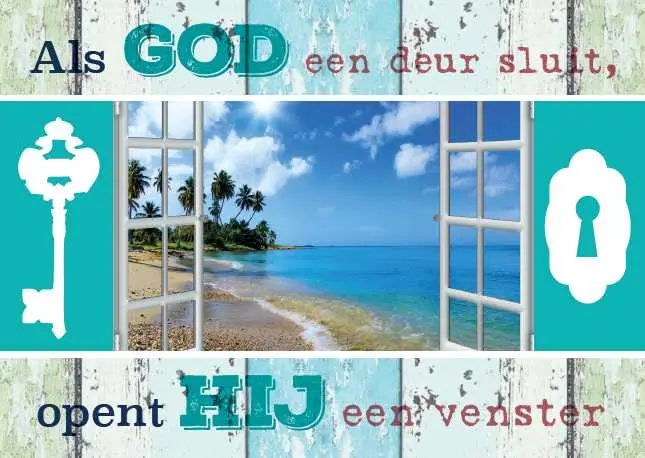 Prentbriefkaart als God een deur sluit
