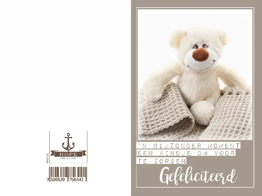 Wenskaart een kindje om voor te zorgen