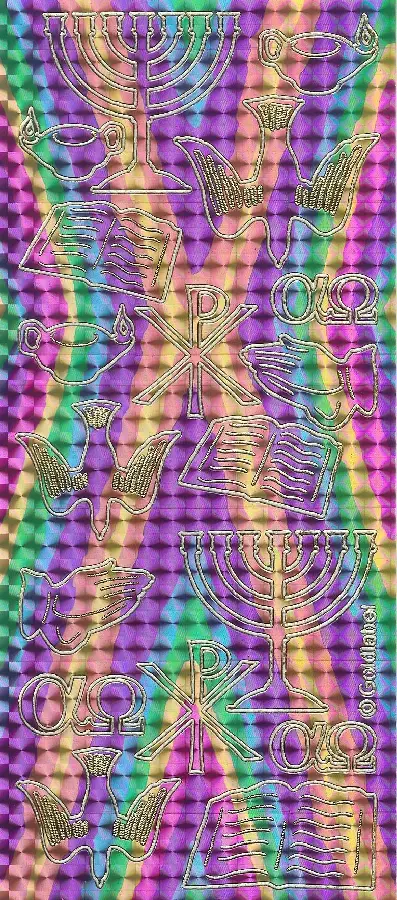 Stickervel bijbelse symbolen multi color