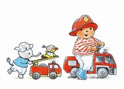 Ansichtkaart 15x10,5 bobbi brandweer