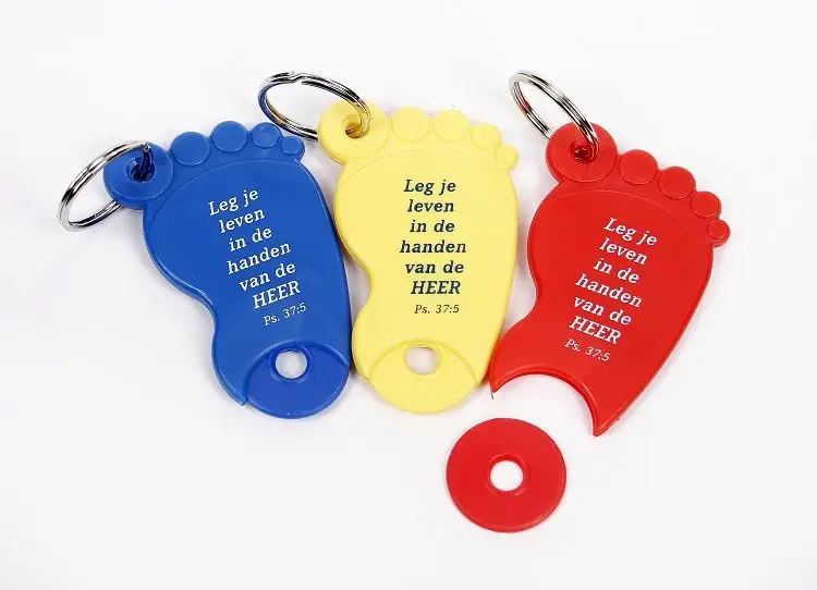 Sleutelhanger/munt voet leg je leven in