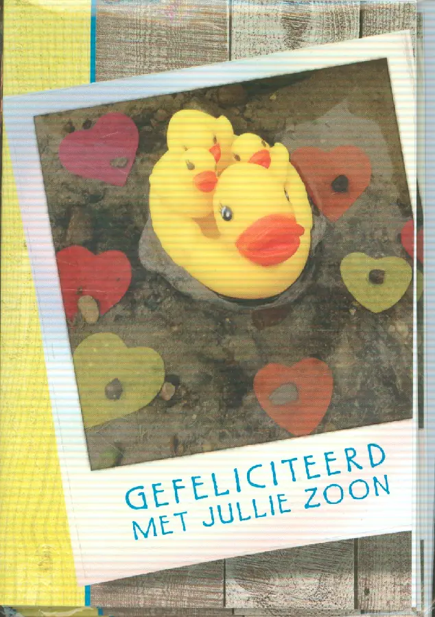 Wenskaart geboorte zoon badeendjes